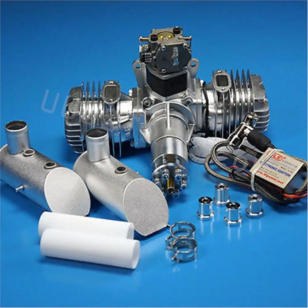 DLE 110CC DLE111 Twin Gasoline Engine W/Electronic Ignition & Muffler For RC Airplane