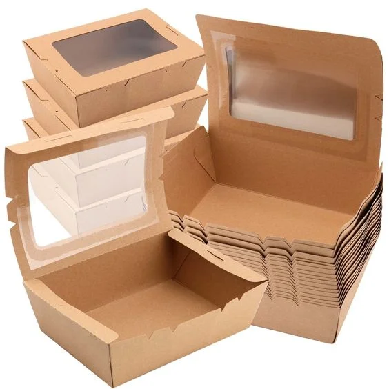 Eco Friendly Biodegradable Take Away Kraft Paper Lunch Bento Food Delivery Package Custom Luxury Sushi Take Out Box with Window