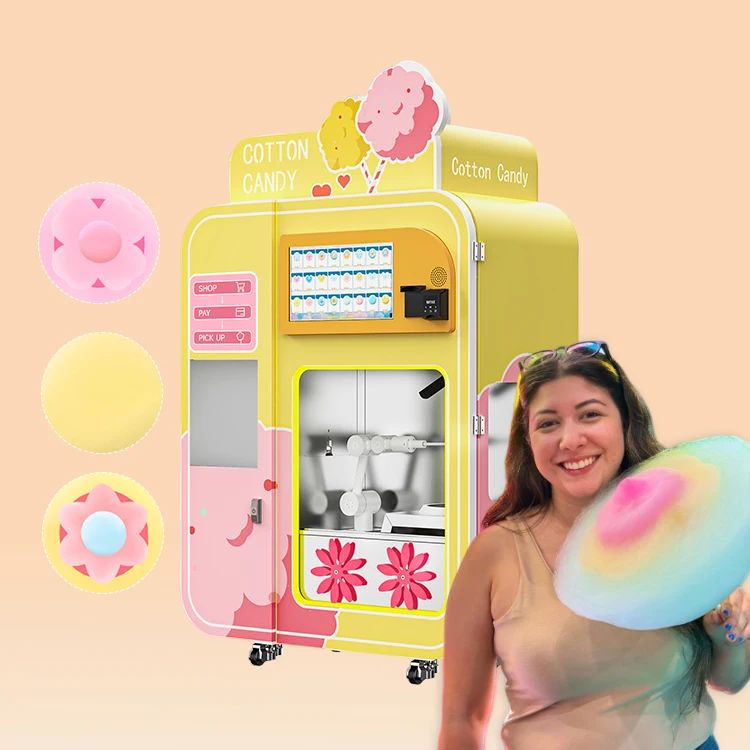 Hot sale low price automatic cotton candy vending machine flower cotton candy machine robot