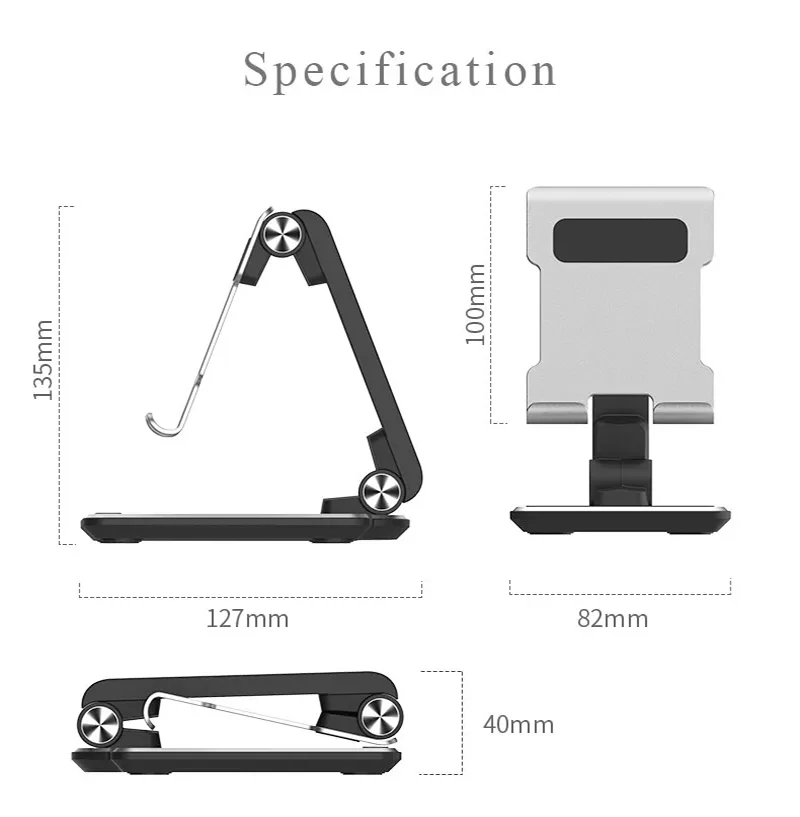 Universal Aluminum Desk Phone Holder Cellphone Stand  Fit For 4 To 10 Inch Phone and Tablet