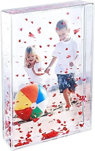 Factory hot sale Customized instax mini glitter picture frames acrylic liquid floating water glitter photo frame