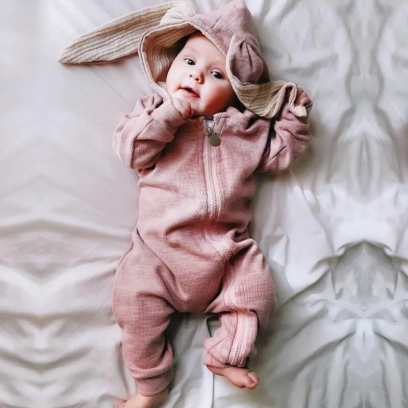 Newborn baby boy and girls clothes jumpsuit Zipper Long Sleeve Baby Onesies Cotton Toddler Pajamas Baby bunny sleepsuit