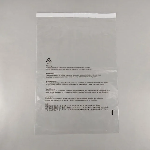 Strong Glue Tape Multiple 7 Language Suffocation Warning LDPE Poly Bag