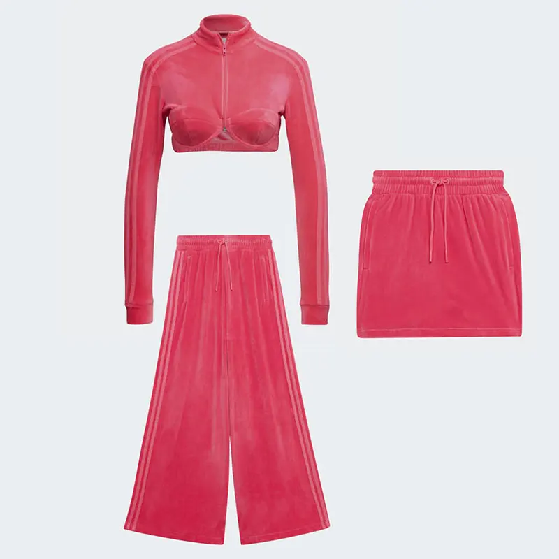 Bestex Two Piece Set Velvet Custom Lady Tracksuits Wholesale Long Sleeve Jogging Sweatsuit Lady Velour Tracksuit