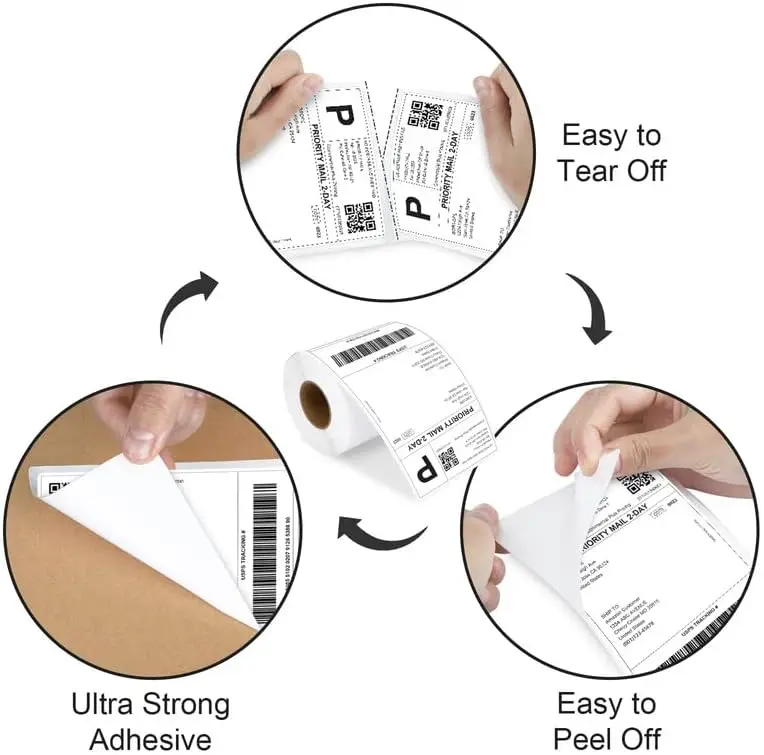 Self Adhesive 4x6 100*150mm Blank Waterproof Printer Compatible Sticker Paper Barcode Direct Thermal Shipping Label