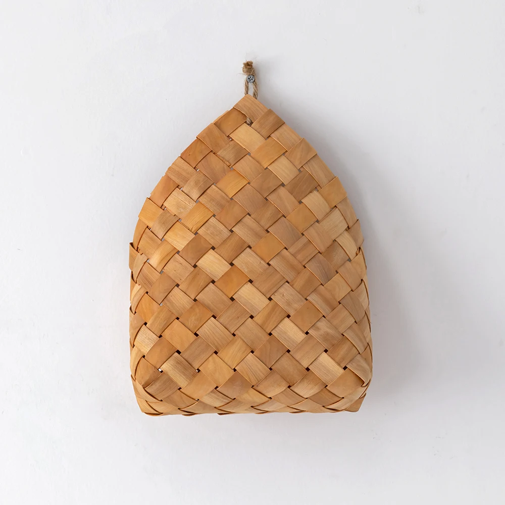 Home decorations rattan woodchip woven flower hanging storage basket knitted organizer basket home decoration