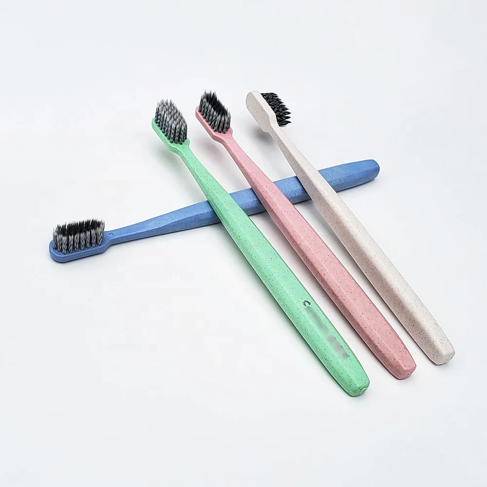 Plant degradable synthetic wheat straw and plastic toothbrush with imprint logo