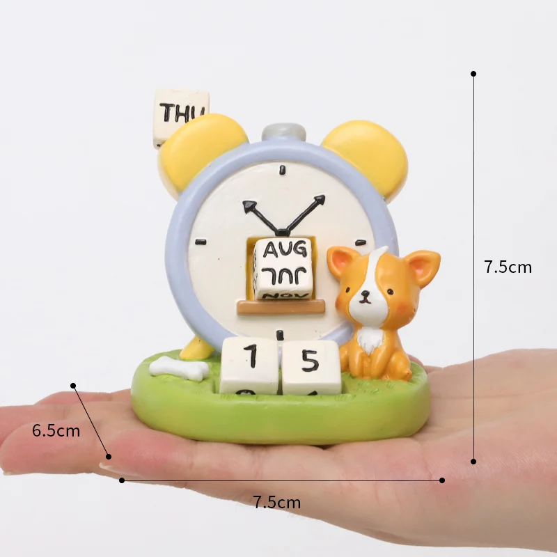 Roogo Resin Clock Mini Figures Home Decor Ornament