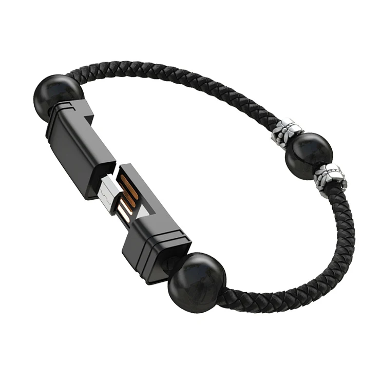  Портативный кожаный браслет USB зарядный кабель для Apple iphone X сотовый телефон USB-C