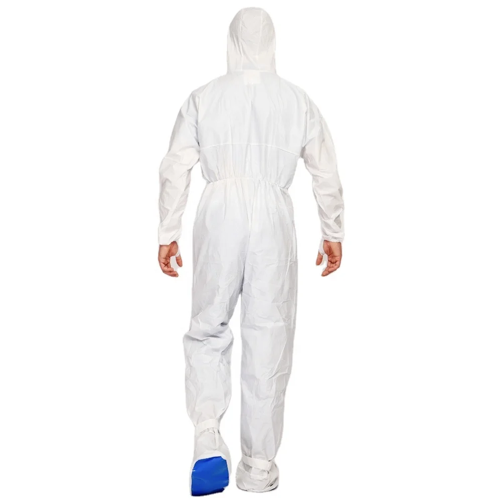EN 14126 Approved Biological Protective Hooded Disposable With boot cover Medical Use Coveralls
