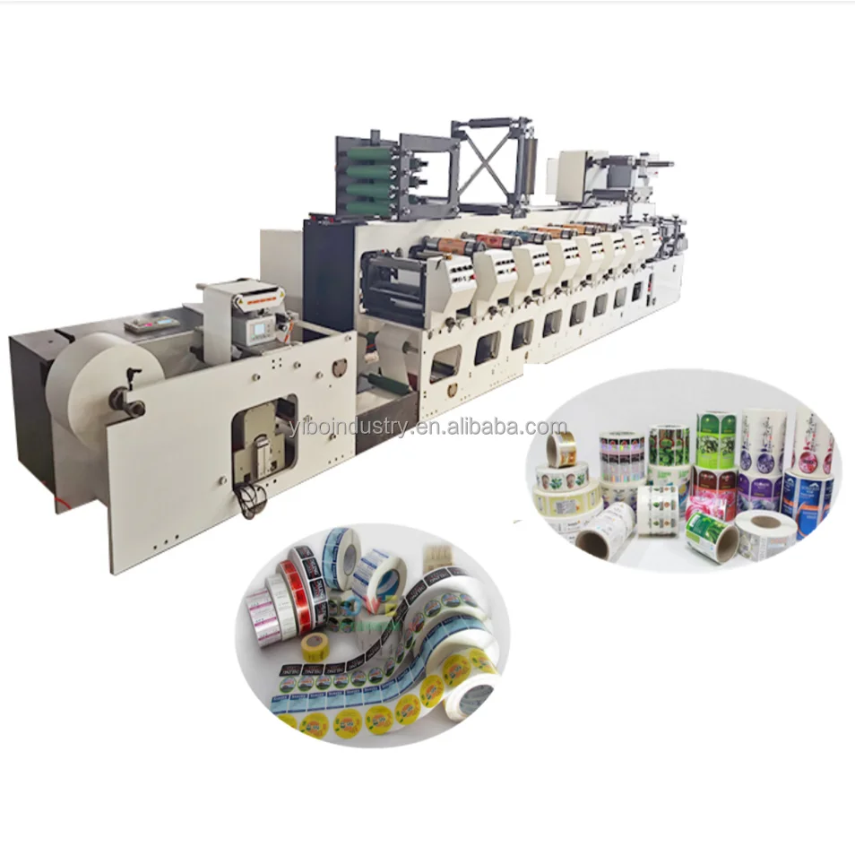 chinese 4 colors roll to roll nylon label paper die cutting slitting UV felxo press flexographic printing machine