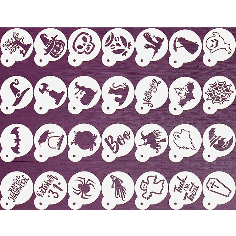Halloween Theme Custom Pattern Coffee Decorating Stencil Template Coffee Art Tool Cappuccino Template