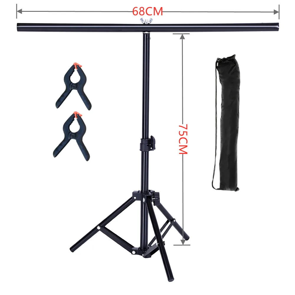 60*130cm Anti-wrinkle Waterproof Frost PVC Backgrounds Backdrop with 60*70cm Portable Adjustable T-shape Light Stand