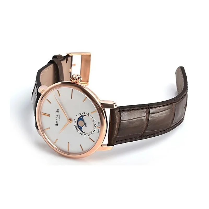 Роскошные мужские наручные часы Moonphase высококачественные кварцевые с корпусом из нержавеющей