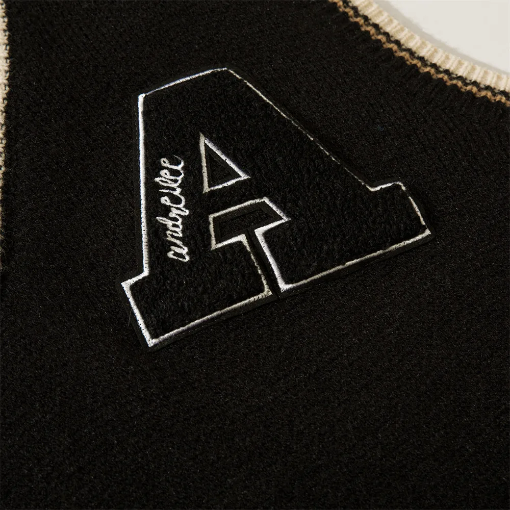 Men Sweater Vest Men Custom Check Jacquard Knitwear Pullover Cotton Knitted Winter Teens Sweater Vest