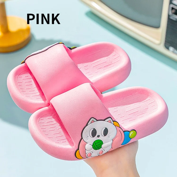 New Fashion PVC High Quality Toddler Slippers Cartoon Cat Pattern Indoor Home Shoes For Children Boys Girls