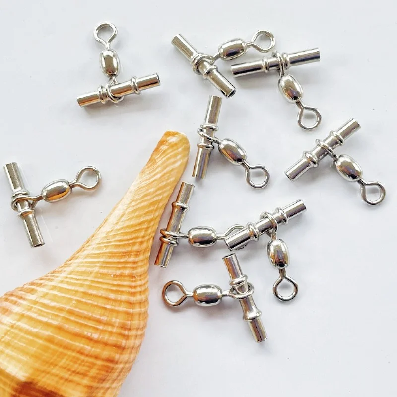 In stock Cross Line Crane Fishing Swivel With Solid Ring Brass Tube Fishing Line Connector Fishing Accessories