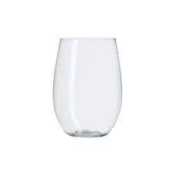 Custom logo 350ml clear handmade plastic reusable wine glasses stemless unbreakable stemless wine tumbler glass
