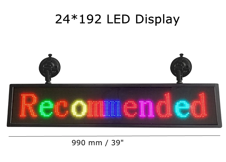 24*192 Pixs 99cm 5V Car LED Sign Board Messages Scrolling Display Panel WIFI Programmable Screen For Windows, Shop, Store, Bus
