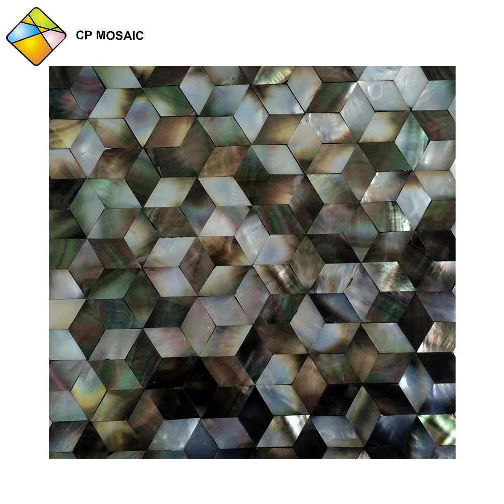 Черная перламутровая ромбовидная оболочка Backsplash мозаичная плитка