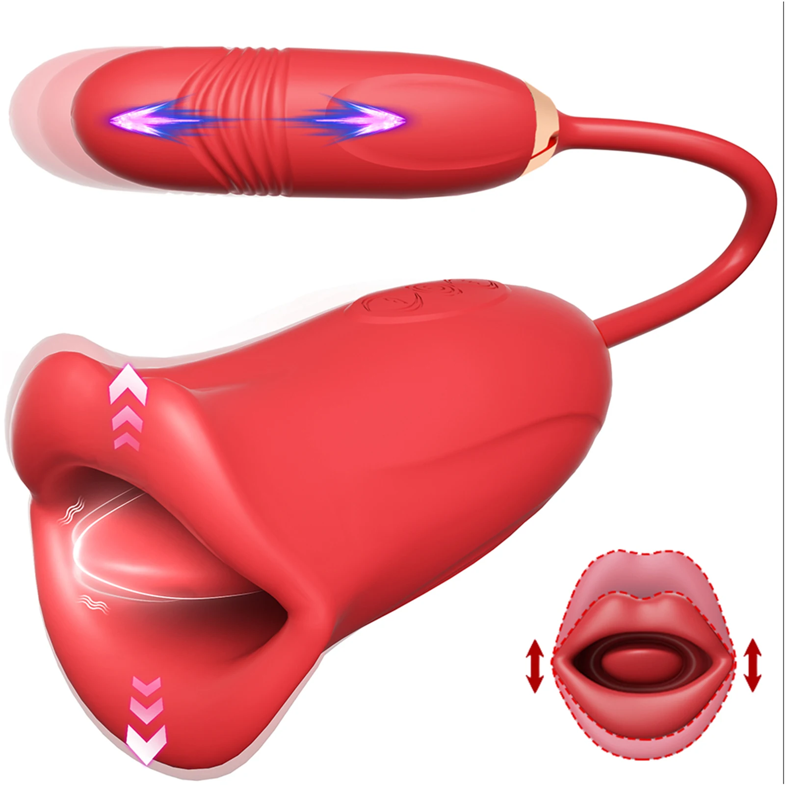 Hot Selling 2 In 1 Rose Shape Sucking Vibrator Tongue Licker Stimulator Flower Adult toys