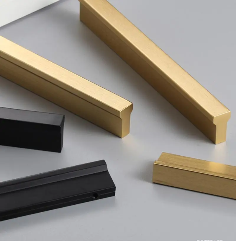 Custom Long T Type Cupboard Bar Solid Fancy Hardware Golden Wardrobe Drawer Handles Closet Cabinet Doors Knobs and Pull