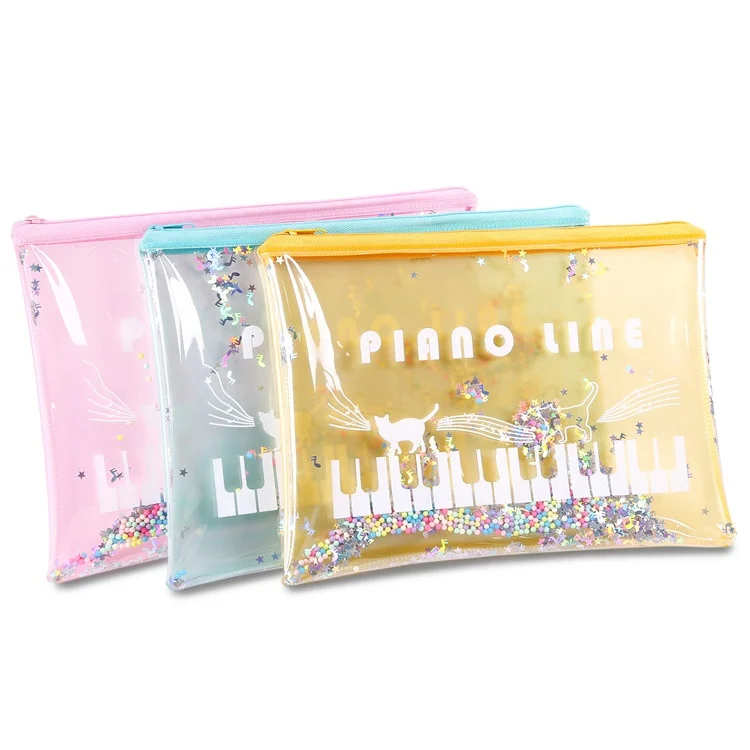 Large capacity PVC pencil zipper bag waterproof 3 sizes stationery bag custom student pencil pouch