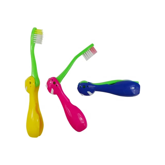 colorful handle foldable travel kids toothbrush with soft bristle