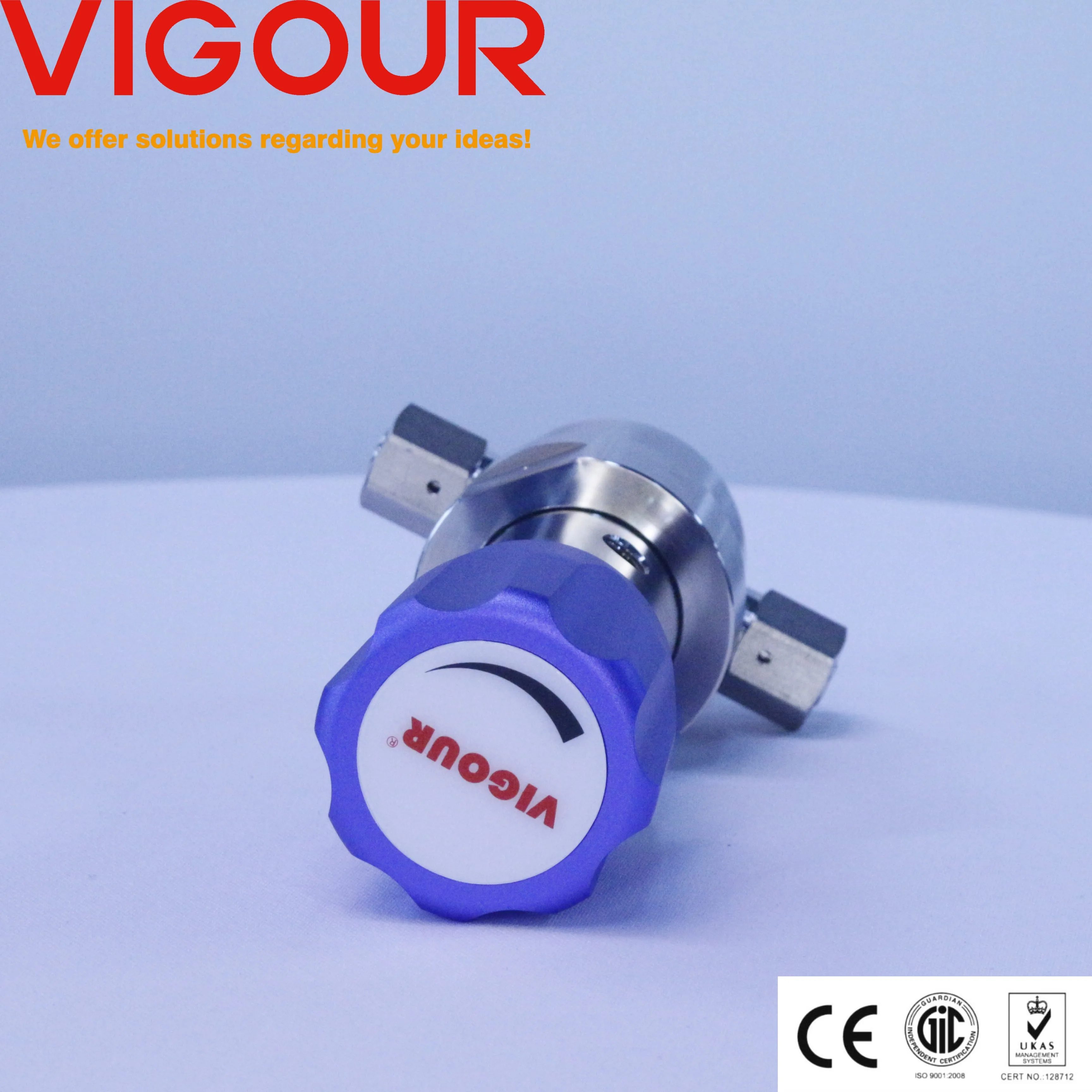UHP Single Stage Pressure Regulator with Tied-Diaphragm Design Manual Power High Temperature Gas Media