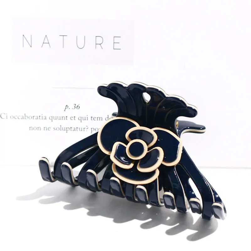 XinMei french elegant rose flower shark claw clip 2023 new arrival cellulose acetate large octopus claw clips women hair xl