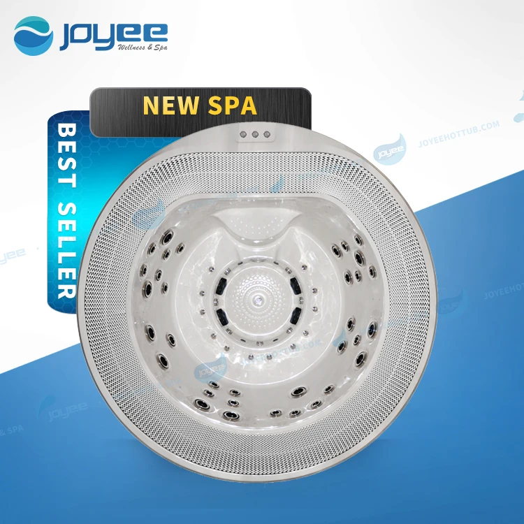 JOYEE freestanding jacuzzi function drop in 6 8 person overflow air bubble massage round whirlpool hot tub outdoor wood spa