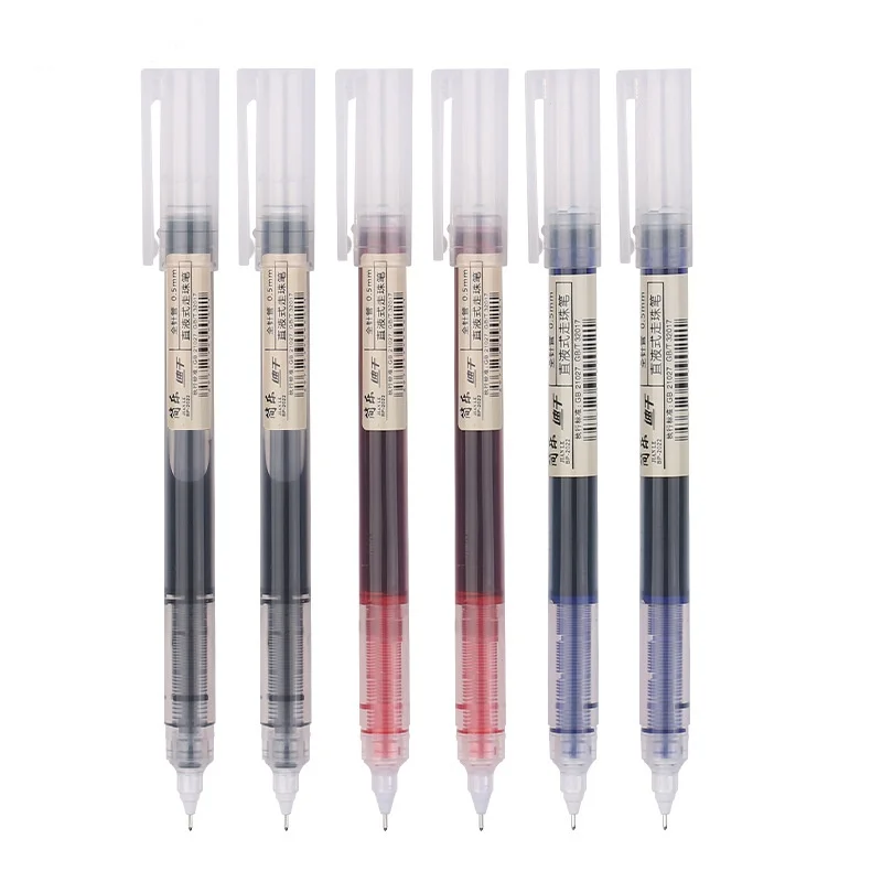 Большая емкость для студентов, 0,5 углеродистая быстросохнущая черная ручка на водной основе, может разработать логотип, прямая жидкая нейтральная ручка