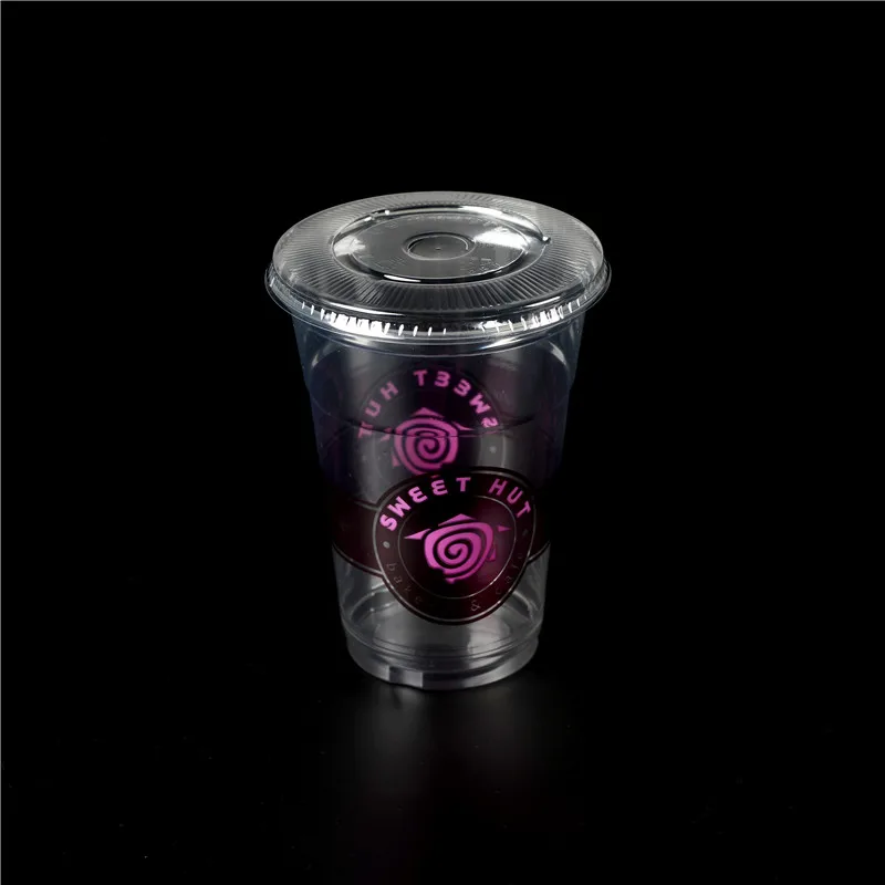 pet cup disposable fruit salad cup/ disposable plastic juice cup with lid