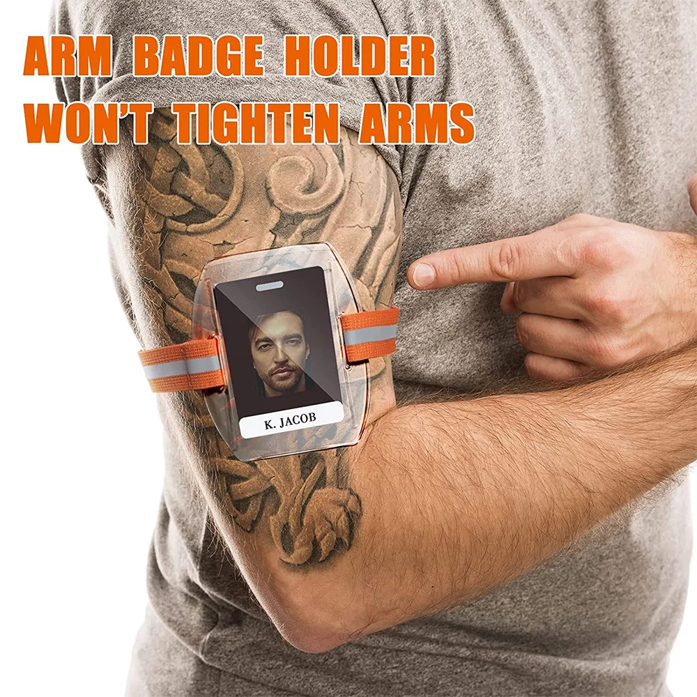 BSCI factory Premium factory PVC Id Badge orange armband High Visibility Ski Pass Wrist Card Holder