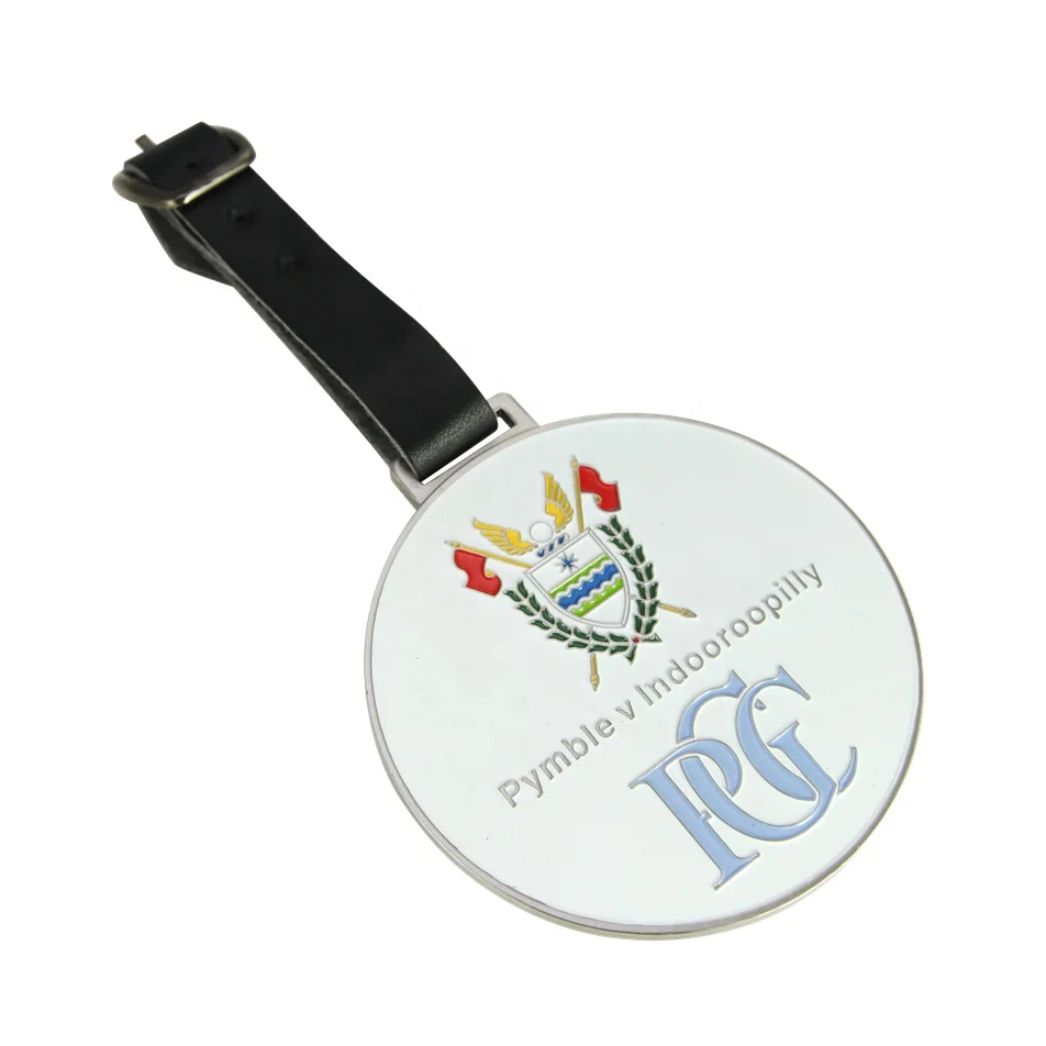 Factory Custom Golf Bag tag name tag and hang tag with leather strap