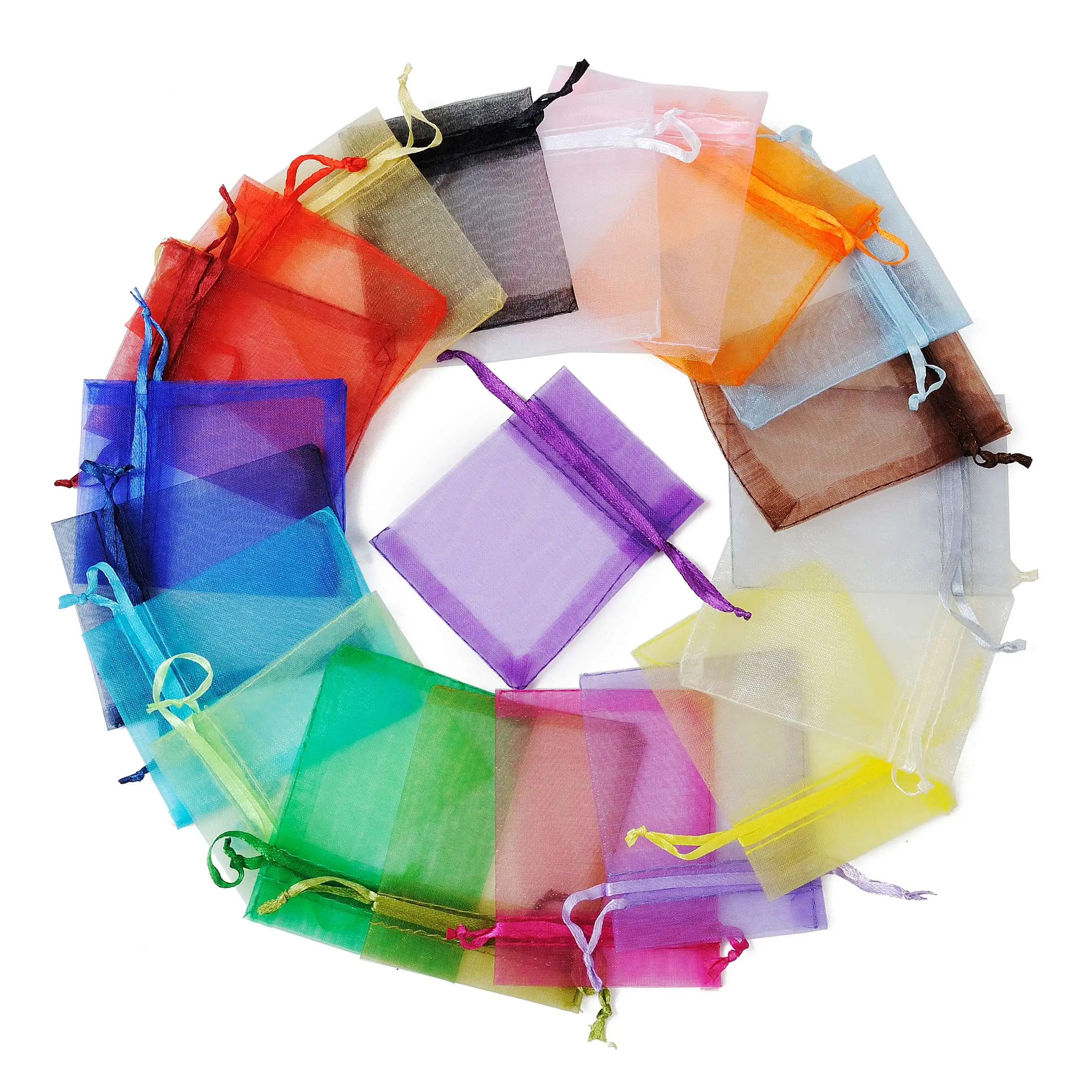 Organza Bags 5x7 Inches Mesh Organza Jewelry Bags Drawstring Small Favor Pouches Christmas Candy Goodie Bag