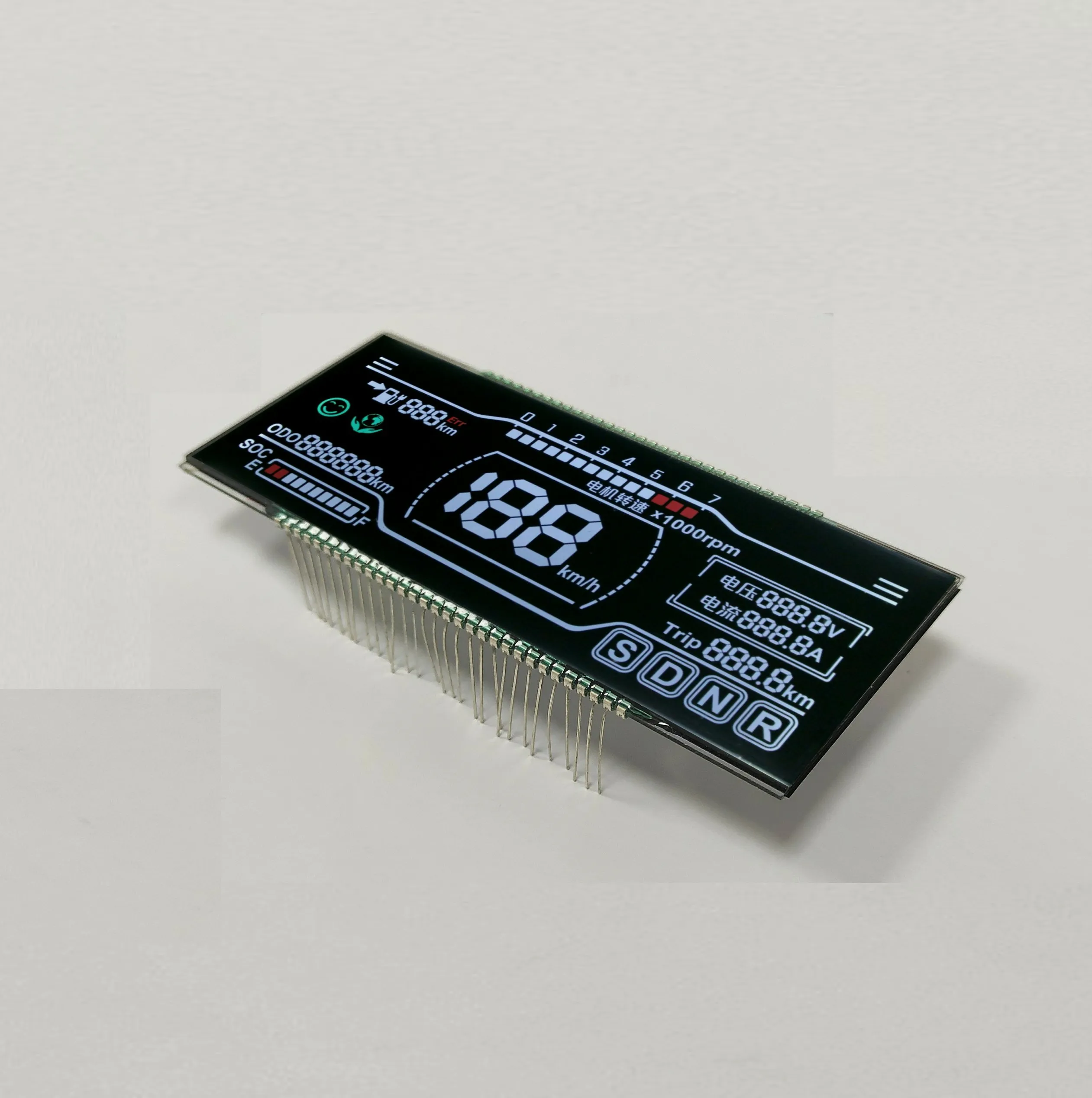 5,5 в черно-белый дисплей прозрачный ЖК-отрицательный режим спидометр цифровой ЖК-дисплей экран для электрического автомобиля 2-значный 7-сегментный 62 pin-код
