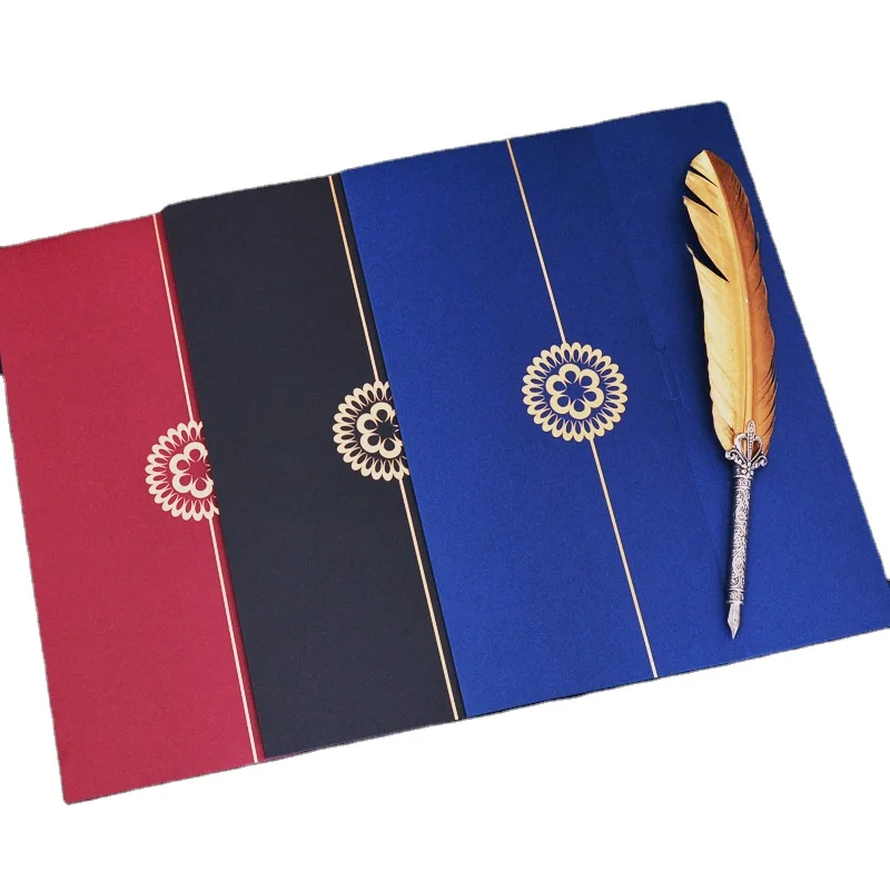 Wholesale Custom Luxury A4 Size Black 3 Folded PU Leather Certificate Holder