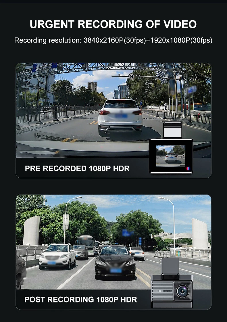 Оптовая продажа Автомобильный видеорегистратор 4K Wi-Fi с ночным видением для транспортных средств