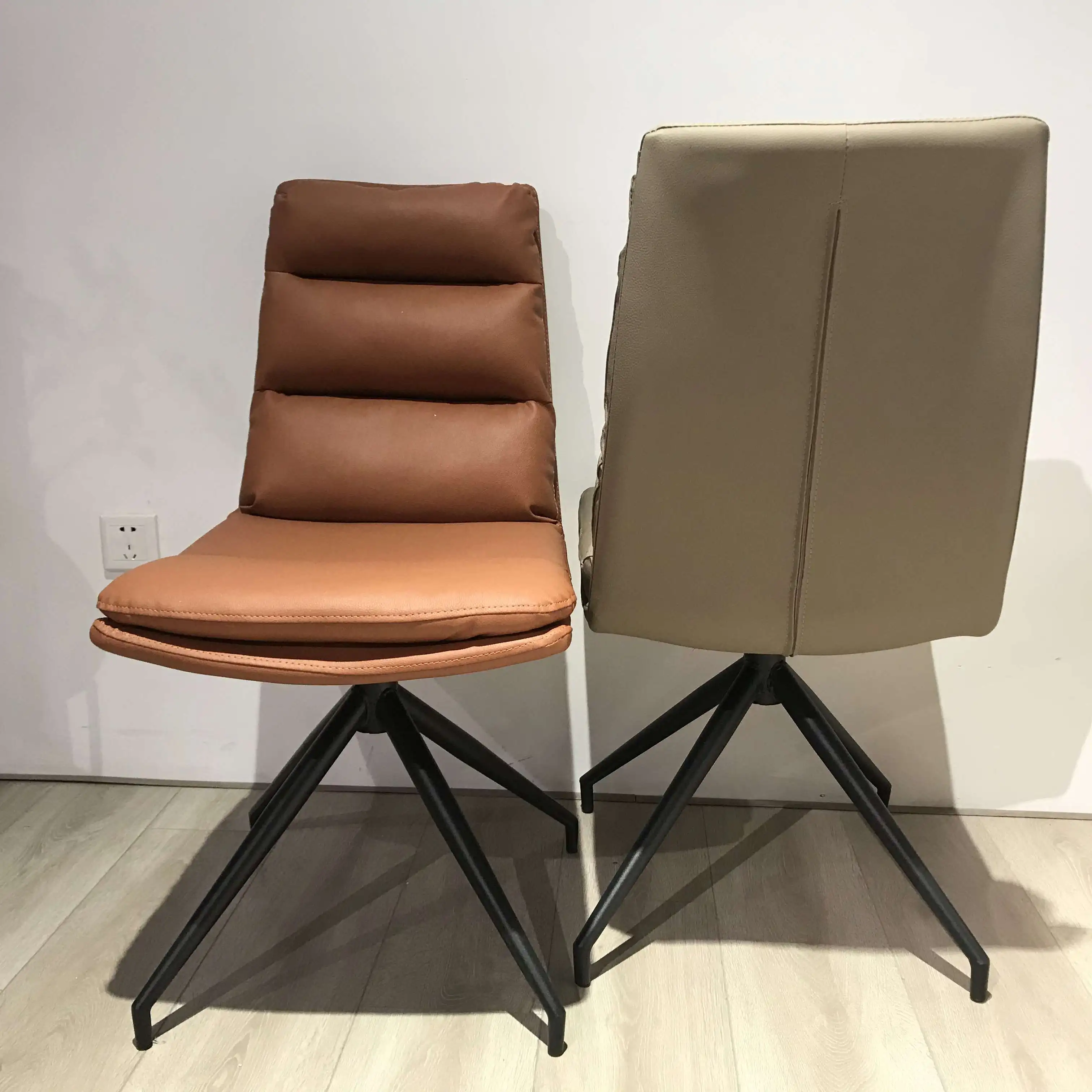 Morden minimalist office chair leather cover revolving dining chair for dining room revolving chair