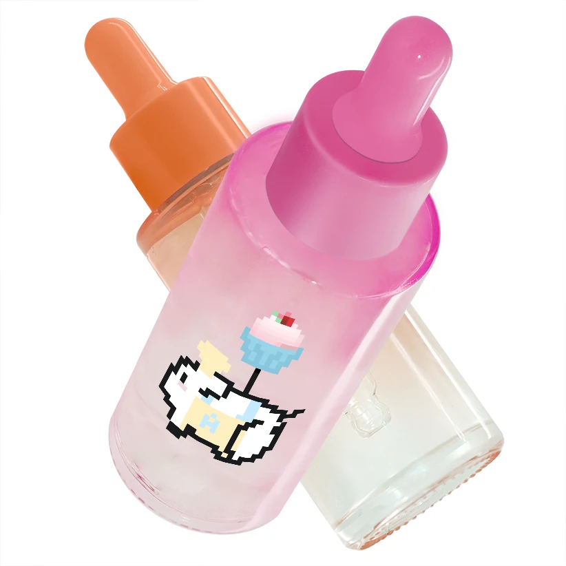 jiaxing glass Custom frosted serum oil bottle 100ml 100 ml pink purple blue white color glass cosmetic press pump dropper bottle