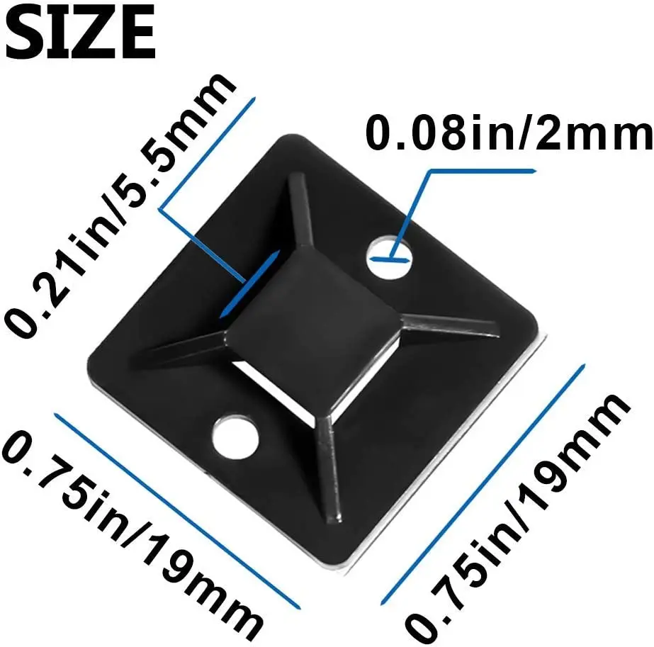 Wholesale Black Multipurpose 3M Self Adhesive Plastic Nylon Wire Cord Clamp Holder Management Organizer Solar Cable Clip