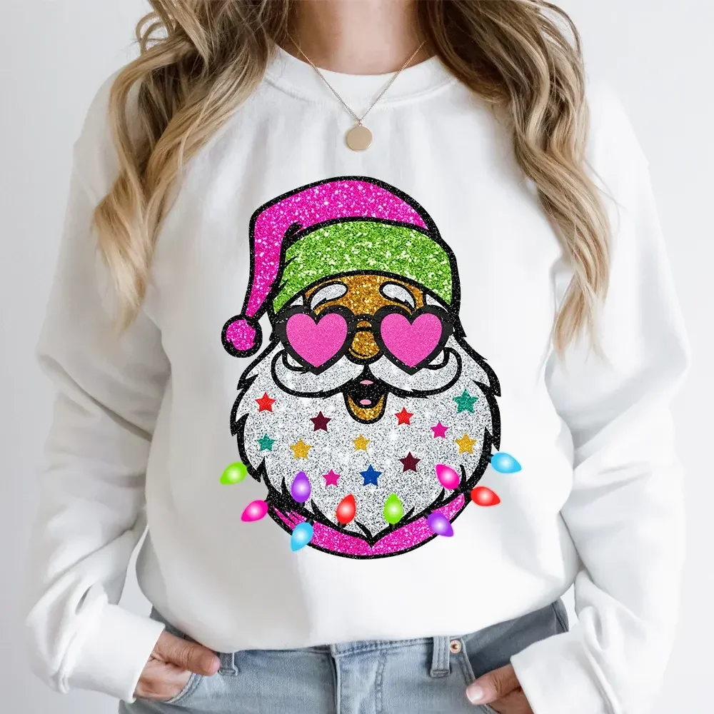 Wholesale Custom Glitter Sequin Heat Transfer Patch Christmas Valentines Design Stickers Iron On Transfers Paper for T-Shirt