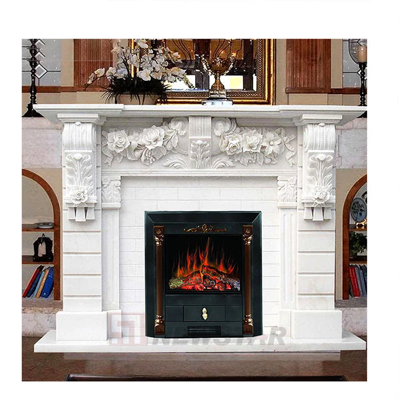 Newstar Modern Classic Marble Fireplace Home Indoor Fireplace Natural White Marble Fireplace