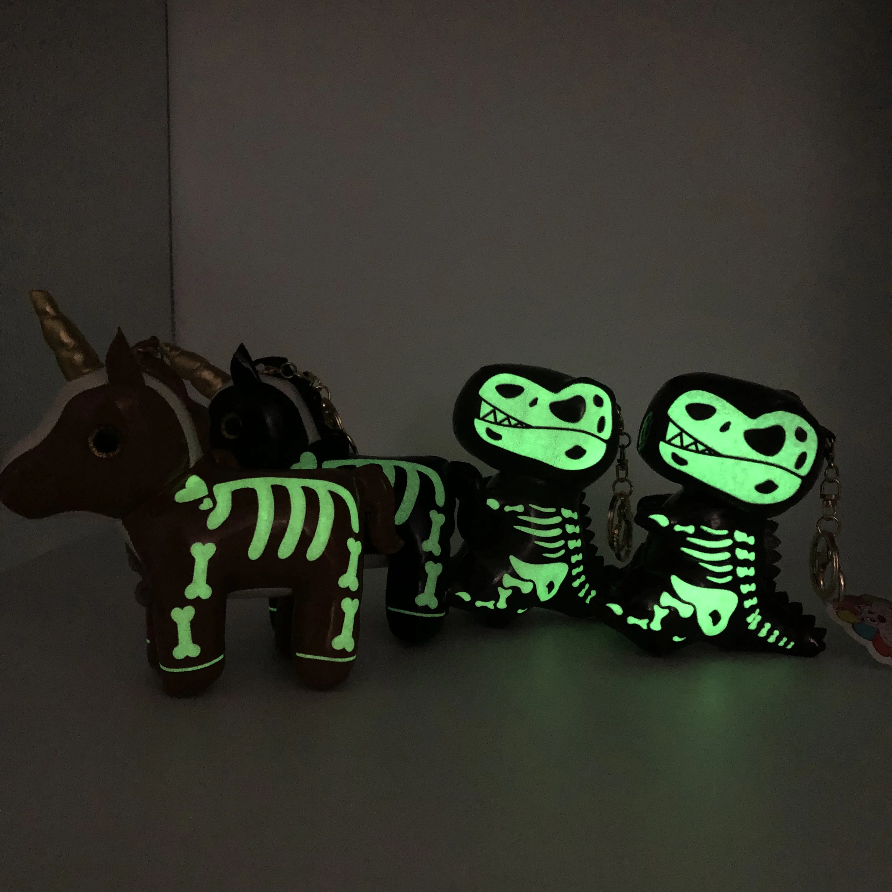 Luminous Dinosaur Unicorn Leather Pendant Animal Shape Plush Toy Shining In The Night Plush Toy New Design Luminous Keychain