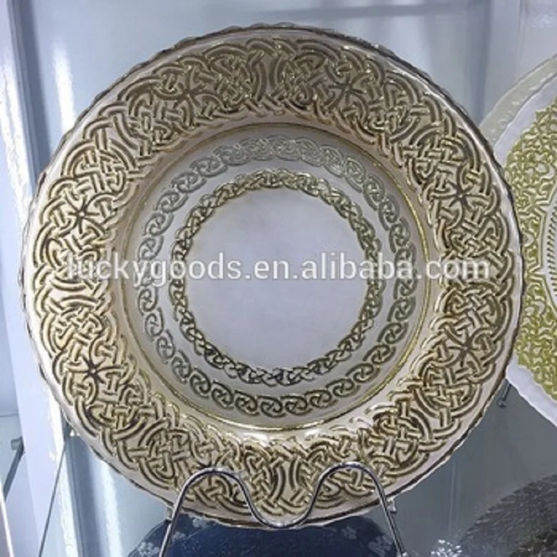 LCK131 Phnom penh glass tableware Gold to receive/dinner/salad glass painted gold plate