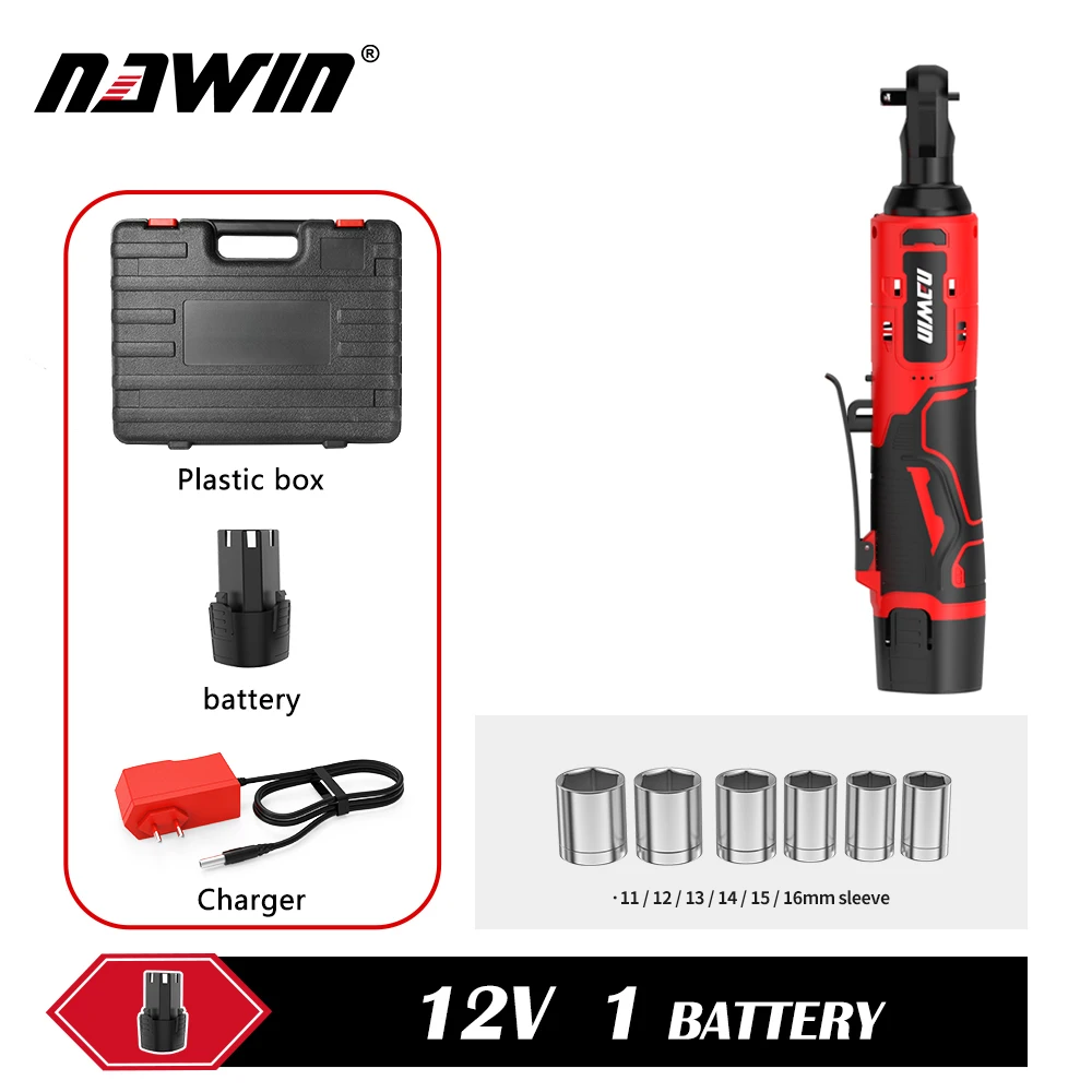 Беспроводной Электрический гаечный ключ с храповым механизмом, 3/8 дюйма, 90 градусов