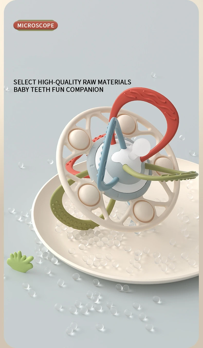 New Style Food Grade Silicone Baby Teether Rattle Sensory Ball With BPA Free