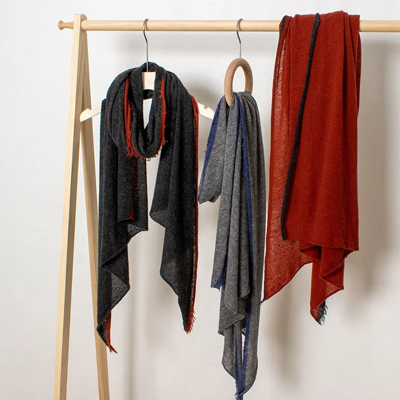 Оптовая продажа с фабрики 2021, осенне-зимний вязаный высококачественный кашемировый шарф для женщин с красивыми цветными полосками