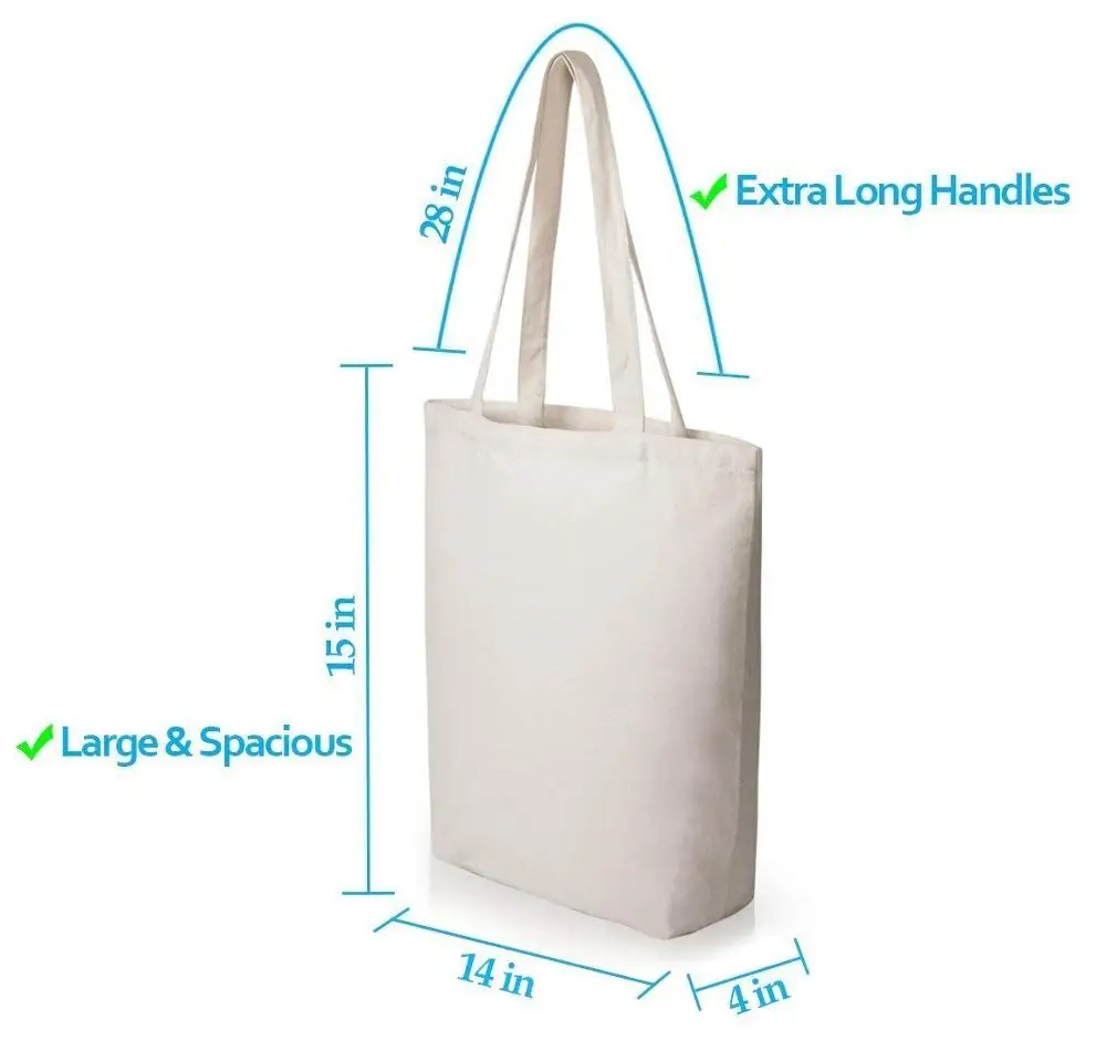 large plain blank white custom cotton fabric canvas shopping tote bag reusable
